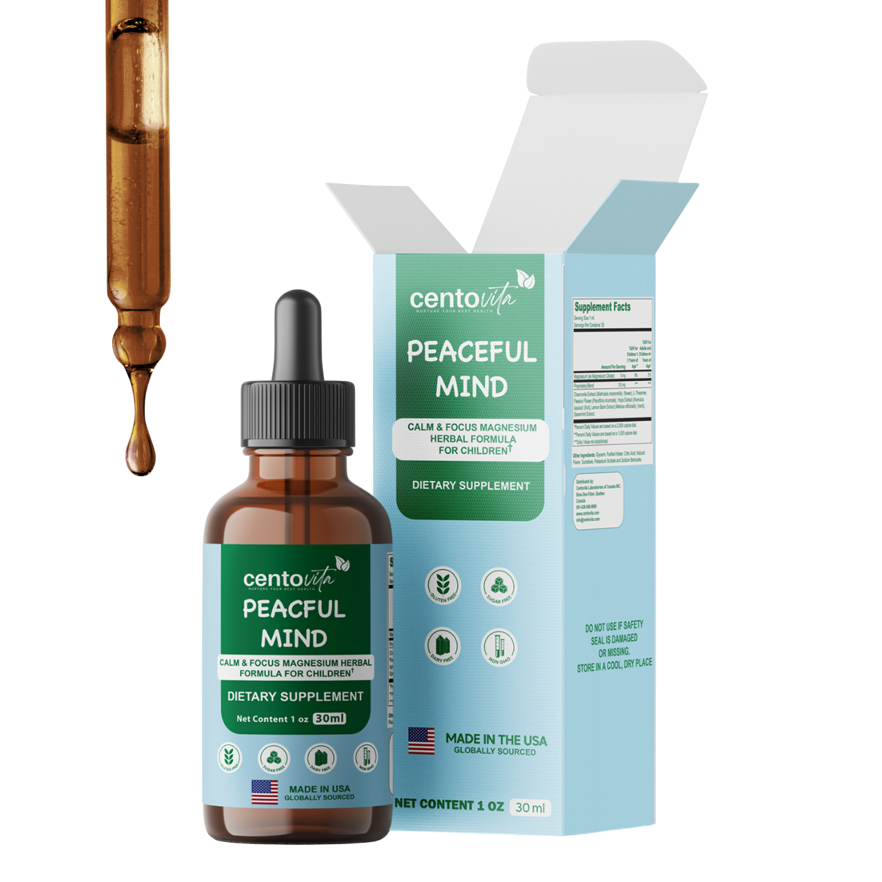 Peaceful Minds – Children’s Calming Supplement with Magnesium & Herbal Blend for Focus | Centovita